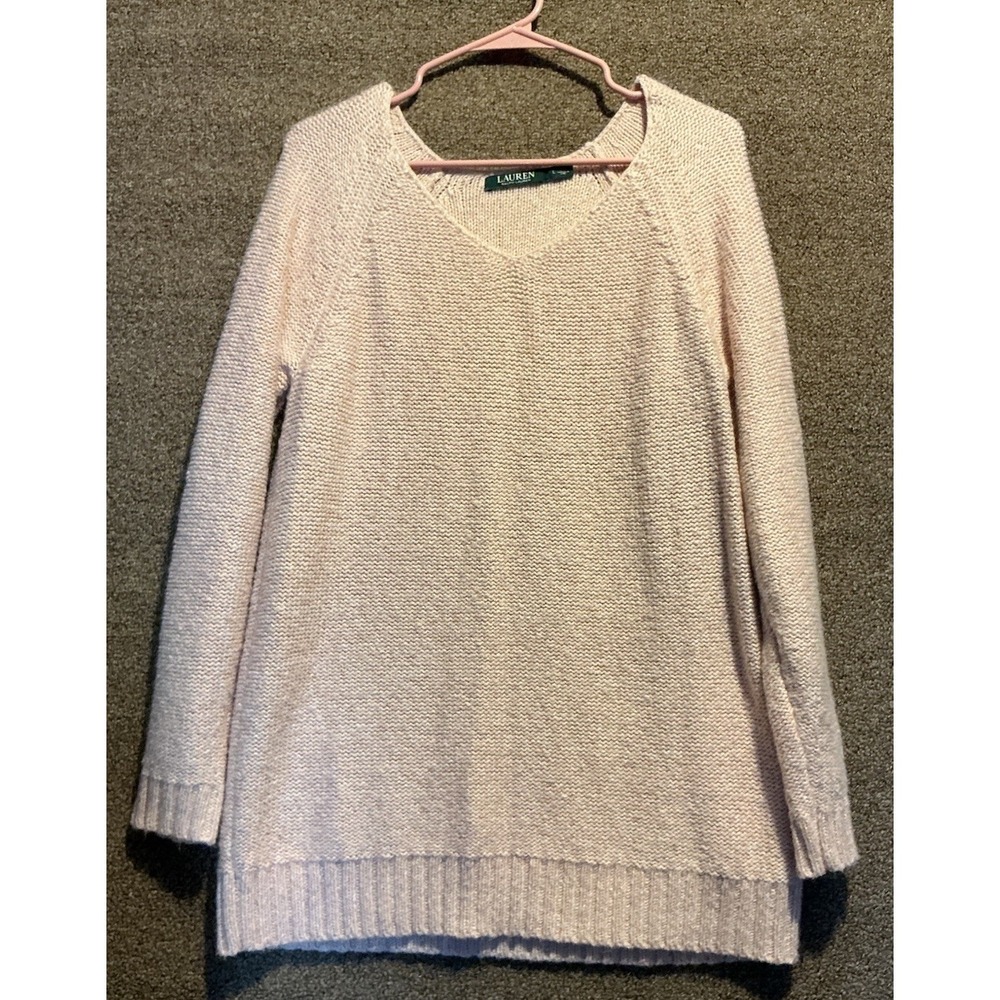 Lauren Ralph Lauren Women Sweater Soft‎ Pink/Blush L Cotton Blend Oversized